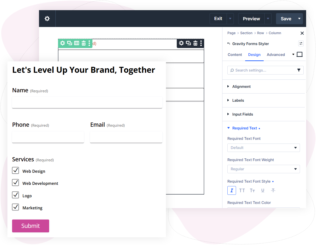 Hero section image of Divi Gravity Forms styler demo