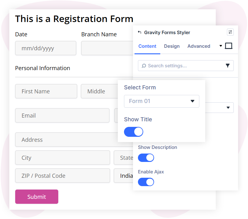 Settings to display title and description of Gravity Forms in Divi